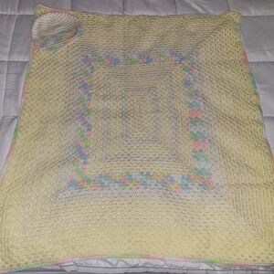Handmade Crocheted Baby Boy or Girl Blanket & Hat Set